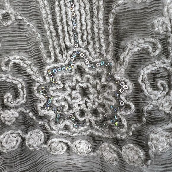 Soft Surroundings Sophia Top Womens Silk Embroidered Tunic Beaded Sz Med Petite - Picture 5 of 9